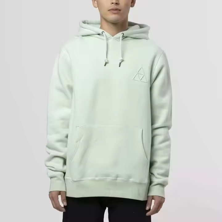 Sudadera con capucha de algodón pesado de primera calidad con estampado de menta y tejido inverso en relieve de diciembre, sudadera con cuello redondo para hombre - 1