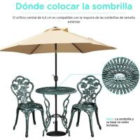 Conjunto de Mesa y Sillas Exterior Vintage Juegos de Muebles de Jardín de Aluminio Una Mesa con Dos Sillas para Balcón Bronce - details 22