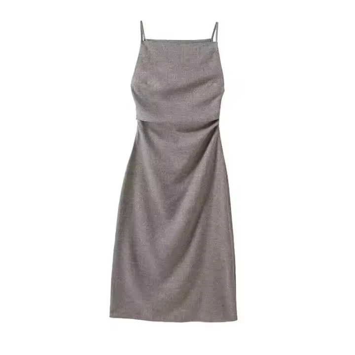 El vestido de verano para mujer es extremadamente simple con un sentido drapeado y un temperamento de correa elegante - 1