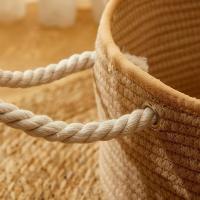 Cama de ratán tejida a mano con forma ovalada para mascotas, cesta de algodón con cuerda para rascar, estilo japonés, ideal para el verano - details 7