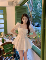 Vestido de Princesa veraniego para Niñas Cuello Cuadrado, Mangas de Burbuja, Cintura Ajustable para Lucir Delgada Versión Coreana - details 7