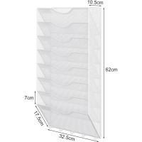 Soporte de Metal A4 con 8 Compartimentos Revistero Organizador de Pared para Oficina con 5 Ganchos - details 1