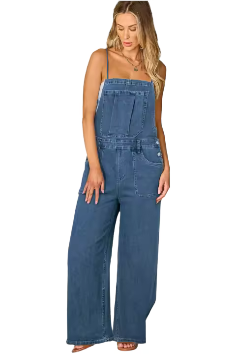 Monos de Denim de Pierna Ancha Ajustables de Elrachen Tono Atardecer Azul Tallas S-XL - 1
