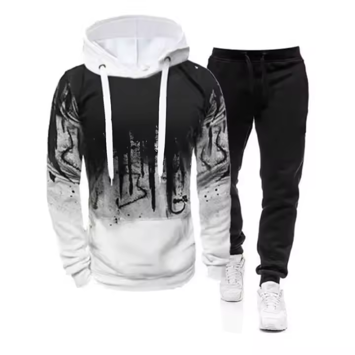 Conjunto deportivo de camuflaje para hombre, sudadera con capucha y sartén de moda de invierno - 1