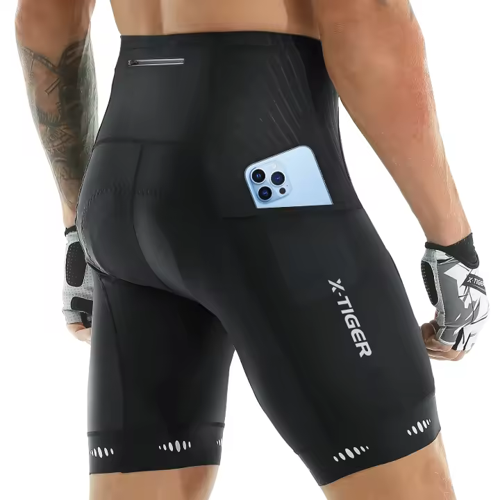 pantalones cortos de ciclismo para hombre, con bolsillo trasero, acolchado de Gel 5D, medias para montar en bicicleta de montaña - 1