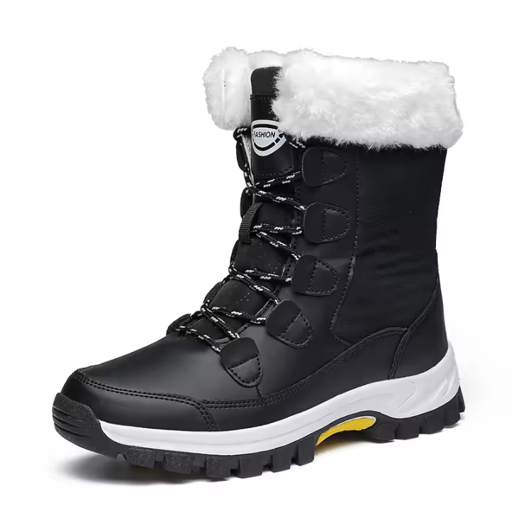 Botas de nieve cálidas de invierno, zapatos de algodón de tubo medio con correas gruesas de terciopelo para mujer - 1