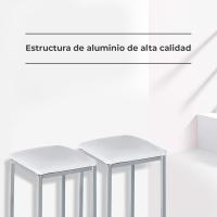 Dos taburetes de cocina modelo cuadrado de polipiel blanca con estructura de metal blanco, altura del asiento: 45 cm - details 3