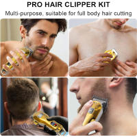 Solimpia Cortapelos de metal Kit de corte de cabello personal Cortapelos de peluquero dorado y plateado Estilo de cabello de caballero Máquina de corte de cabello inalámbrica para barbería - details 8