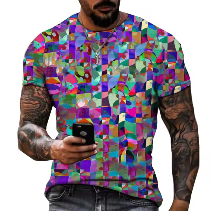 Camisetas 3D de manga corta y manga larga para hombre, ropa deportiva de Color Popular a la moda, ropa de belleza de Color estampado - 1