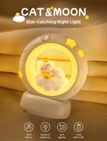 Luz nocturna de gato bonito Adornos de decoración creativos de dibujos animados para habitación de niños Carga de cabeza Luces LED suaves Regalo - details 0