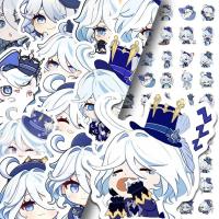 Juego de pegatinas Genshin Impact, Focalors Furina, Anime, dibujos animados, juguetes para niños, calcomanías, bricolaje, 56 piezas por juego - details 3