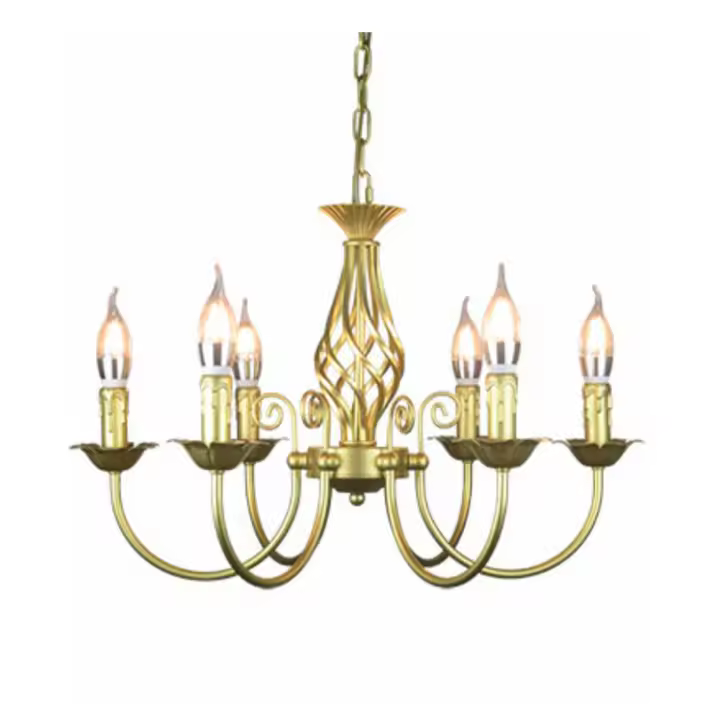 Candelabro de hierro forjado Vintage E14, lámpara de luz colgante de vela, accesorio de luces LED de bronce y Metal para el hogar, lustre de hierro moderno, promocional - 1