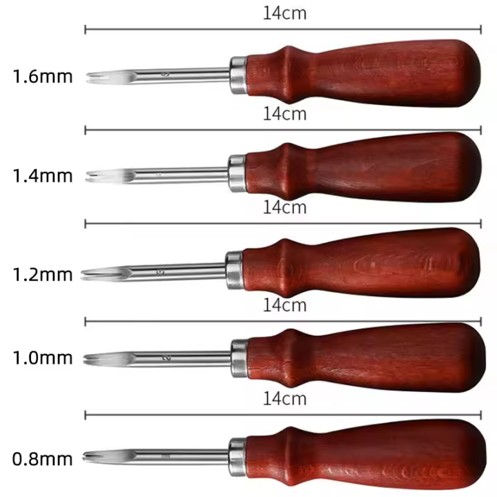 Juego de 5 piezas para biselar Bordes de cuero, herramientas para cortar, biselar, artesanía, bricolaje, para Tyro, 0,8mm, 1,0mm, 1,2mm, 1,4mm, 1,6mm - 1