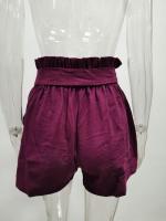 Pantalones Cortos de Verano para Mujer Algodón Transpirable, Cintura Elástica con Bolsillo, Color Sólido, Estilo Casual - details 2