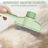 Cepillo para gatos con botón de liberación, peine para pulgas para gatos de interior, peine para perros, herramienta de depilación para mascotas, autolimpieza con dientes de metal de acero inoxidable largos y cortos para mudar - details 4