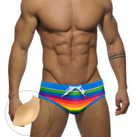 Jessborn calzoncillos de baño para hombre, bañador sexy de cintura baja con estampado de arcoíris, secado rápido - details 0