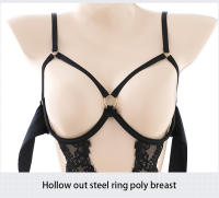 Disfraces femeninos para adultos, monos de peluche de encaje, sujetador abierto, conjuntos de lencería corporal porno, bragas eróticas sin entrepierna, sujetador, traje sexual para mujer - details 17
