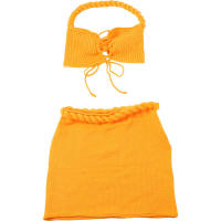 Conjunto de falda ajustada y top halter sin mangas elegante y dulce a la moda de verano - details 31