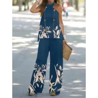 Conjunto de Dos Piezas para Mujer Sin Mangas Camiseta Ajustada, Pantalones Grandes, Moda de Oficina - details 1