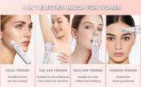 Maquinilla de afeitar eléctrica para mujer 4 en 1, maquinillas de afeitar corporales indoloras recargables y removedor de vello facial para bikini, piernas, cuerpo, cara, axilas, indoloras, recargables, portátiles, juego de afeitadoras corporales para muj - details 4
