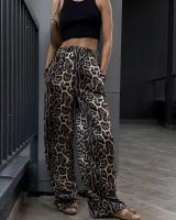 Pantalones Largos de Cintura Alta para Mujer Estampado de Leopardo Cómodos Clásicos de los 90s - details 1
