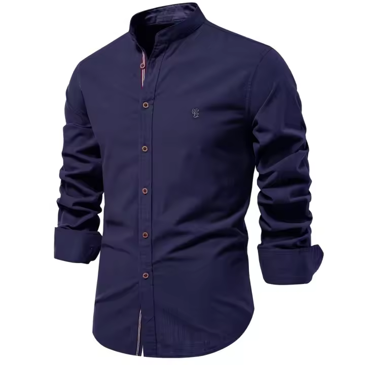 Camisas de Negocios para Hombres Primavera-Verano Moda Japonesa Casual de Algodón y Lino - 1