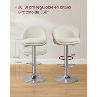 Regulable en Altura, Giratorio 360 ° , Silla de Cocina, con Respaldo, Base, Reposapiés, - details 1