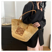 Bolso de Mano de Paja Tejido a Mano Bolso de Playa de Hombro para Vacaciones de Gran Capacidad - details 43
