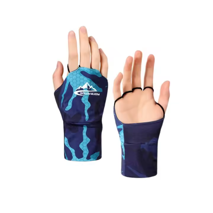 Guantes de Golf elásticos de medio dedo, guantes finos de Color sólido con protección solar, muñequera protectora Anti-UV, manoplas de seda helada para conducir - 1