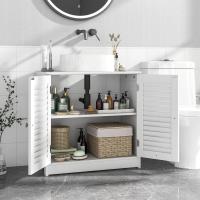 Armario bajo lavabo, corte en forma de U, mueble bajo lavabo con 2 puertas de persiana y 2 estantes, armario de suelo de baño, 60x30x60cm - details 7
