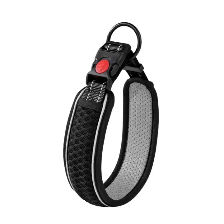 Collar de perro reflectante transpirable de seguridad nocturna, diseño antiestrangulamiento de nailon, Collar para mascota, cómoda y suave cuerda de tracción para viaje - 1