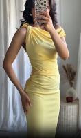 Elegante Vestido Amarillo con Pliegues Cuello Redondo, Ajuste Delgado, Sin Mangas, Ropa de Verano para Mujeres - details 0