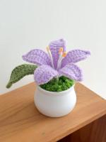 Flores tejidas a mano en maceta de lirio, maceta de flores tejidas de ganchillo delicado, regalo para el día de la madre - details 3