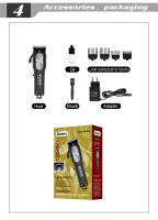 Kemei-cortadora de pelo inalámbrica para hombre, Kit de aseo profesional, recargable por KM-2604, para cortar el pelo y la barba - details 6