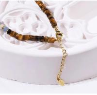 Collar llamativo de ojo de tigre y cristal, cadena ajustable con cuentas multicolores, regalo de joyería de piedra natural curativa para mujeres - details 5