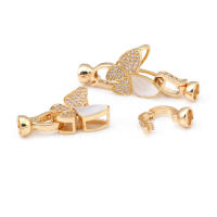 2 juegos de conectores de latón y circonita y concha de Color dorado de 18K para collares, cierres de pulsera, suministros para fabricación de joyas, accesorios Diy - details 20