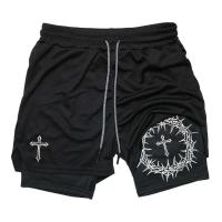 Pantalones de Entrenamiento de Correr 2-en-1 para Hombres Pocket para Teléfono, Toalla, Tres Piezas de Moda Deportiva - details 12
