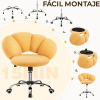 Silla de Escritorio Ergonómica Diseño Nube en Tejido Bouclé Altura Ajustable Ruedas Giratorias - details 17