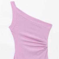 Vestido largo asimétrico sin mangas 2025 con temperamento, nuevo de verano, color sólido para mujer - details 8