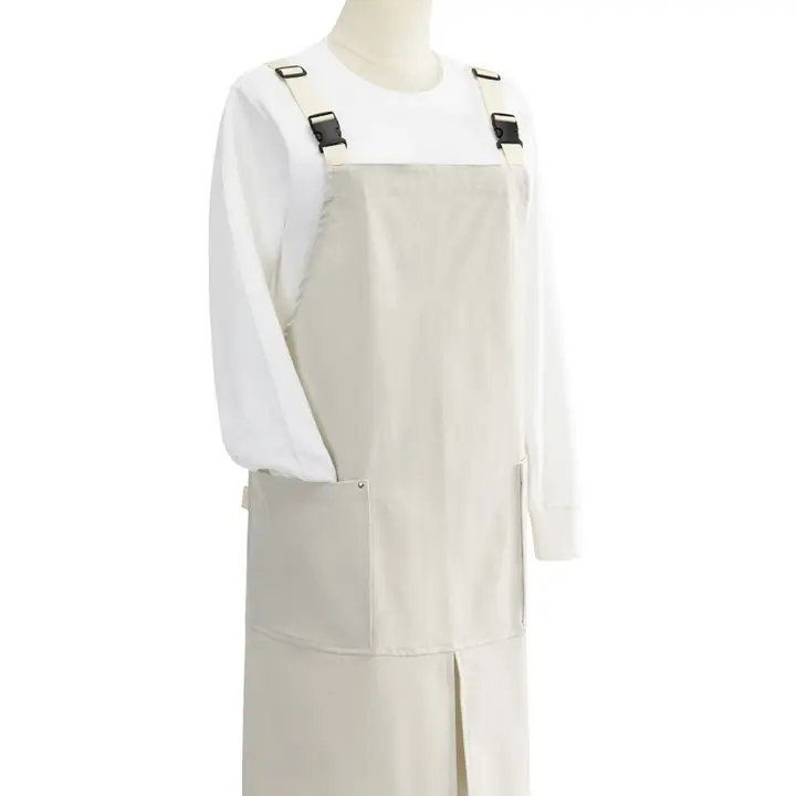 Uniforme de cocina delantal impermeable de estilo japonés coreano con bolsillos delantal de cocina Simple delantal suave sin mangas de Color sólido Chef - 1