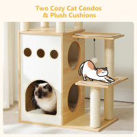 Árbol de madera para gatos, rascador para uso en interiores con poste rascador, accesorios para gatos y condominio - details 12