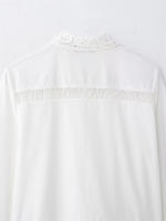 OUWU- Conjunto De 2 Piezas De Pantalones De Pierna Ancha Con Diseño De Empalme, Camisa Blanca De Manga Larga A La Moda Para Mujer, Conjunto Superior De Estilo Informal Para Mujer 2025 ﻿   conjuntos - details 4