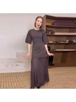 Moda manga corta Patchwork plisado Midi vestido mujer elegante cuello redondo cintura alta fiesta vestido largo señora vacaciones Vestidos - details 9