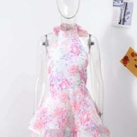Mini vestido elegante con estampado ral, Espalda descubierta, sin mangas, dobladillo, Vestidos apilables, Vestidos dulces A e, ropa de fiesta para mujer nueva 2025 - details 9
