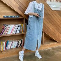 Primavera Verano Denim vestido general mujeres sin mangas Jeans vestidos moda femenina sólido Slip Casual suelta Spaghetti Strap vestidos - details 10