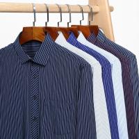 5XL primavera y otoño nueva camisa de manga larga para hombres delgada de negocios Casual sin hierro verano bolsillo grande a rayas Slim Fit - details 2
