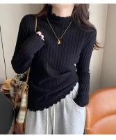 2025 suéteres de cuello alto fruncidos para mujer Otoño Invierno Jersey cálido Tops ajustados suéter de punto Jersey suave para mujer - details 15