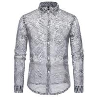 Camisa à manches longues évidée pour hommes, camisas de performance de personnalité, camisas de danse en boîte de nuit pour hommes, diseño de modo, nouveau - details 11