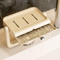 Caja de jabón giratoria con ventosa estilo crema, soporte para jabonera no perforado montado en la pared, estante de almacenamiento de jabón extraíble impermeable - details 5