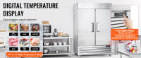 Congelador comercial SucceBuy de 38,83 pies cúbicos, congelador vertical con 2 puertas. Acero inoxidable, descongelación automática, 6 estantes ajustables. Control de temperatura de -13 a 5 ℉ , 4 ruedas para movilidad. - details 4